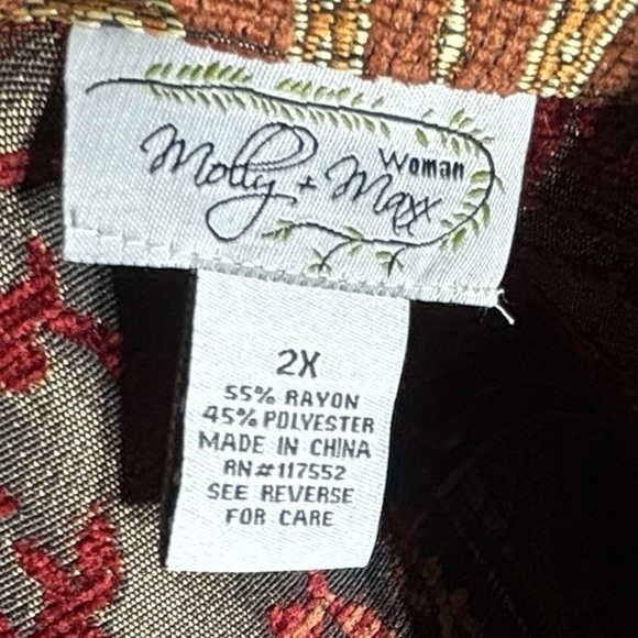 Molly & Maxx 2X Jacket Tapestry Zip Front Multicolor Fall Blazer Embroidered - Picture 6 of 10